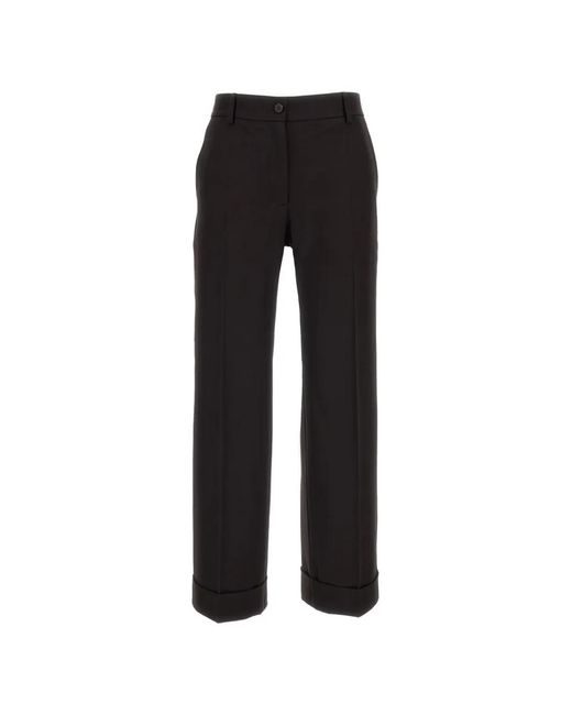 Alberto Biani Black Turned-Up Hem Trousers