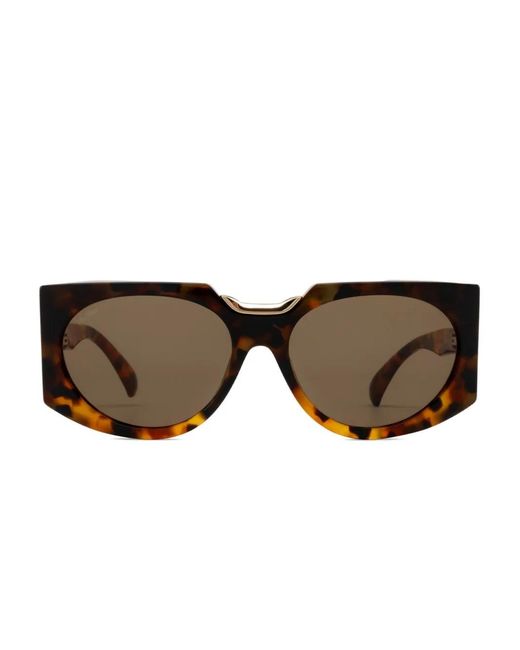 Max Mara Eyewear Brown Tortoiseshell Geometric-Frame Sunglasses