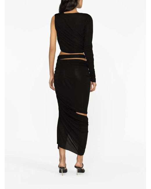 ANDREADAMO Black Draped Asymmetric Top