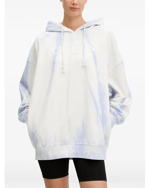 Guess White Tie-Dye Oversized Hoodie