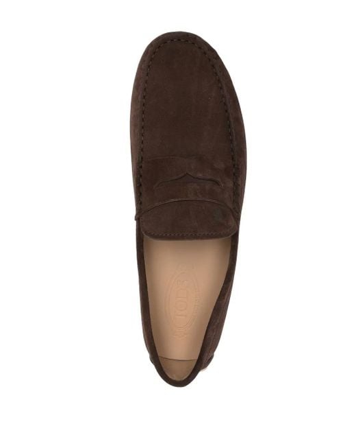 Tod's Brown Gommino Bubble T Timeless Nubuck Driving Shoes for men