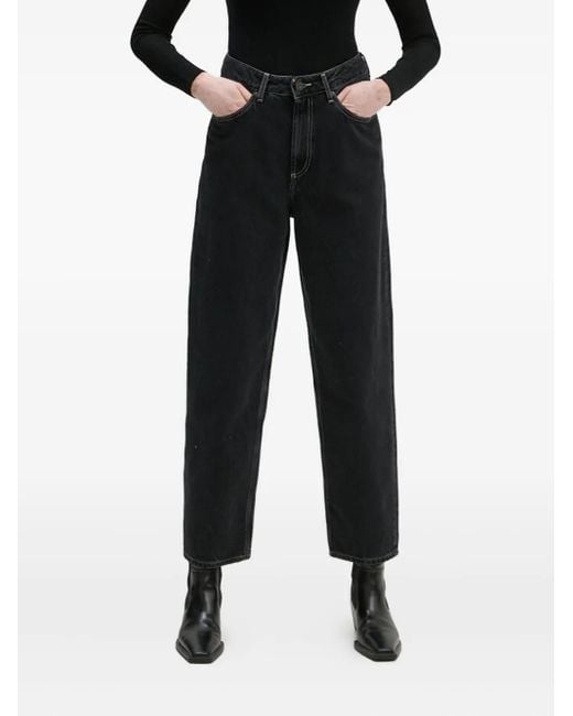 American Vintage Black Yopday Straight-Leg Jeans