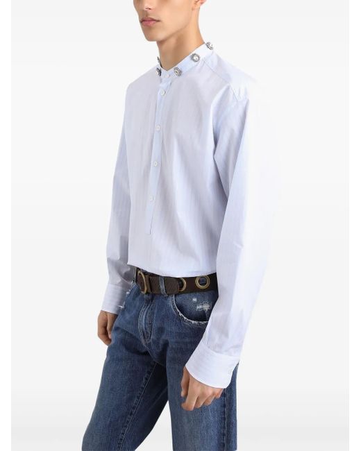 Dolce & Gabbana White Crystal-Embellished Shirt for men