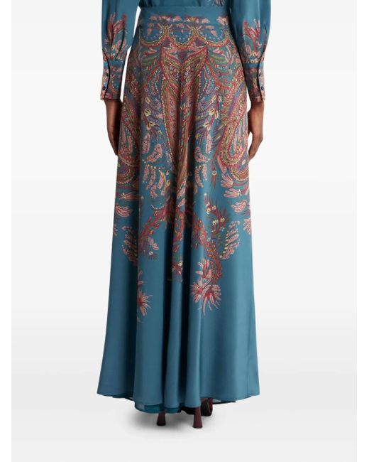 Etro Blue Maxirock mit Paisley-Print