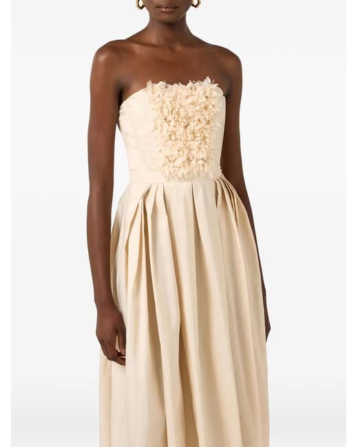 Elisabetta Franchi White Floral-Embroidered Panel Midi Dress