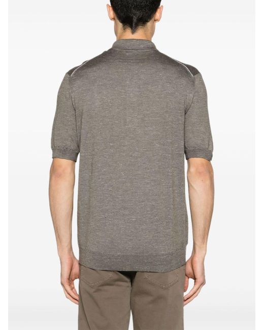 Zegna Meliertes Strick-Poloshirt in Gray für Herren