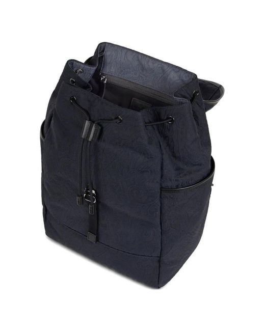 Etro Blue Pegaso-Logo Backpack for men