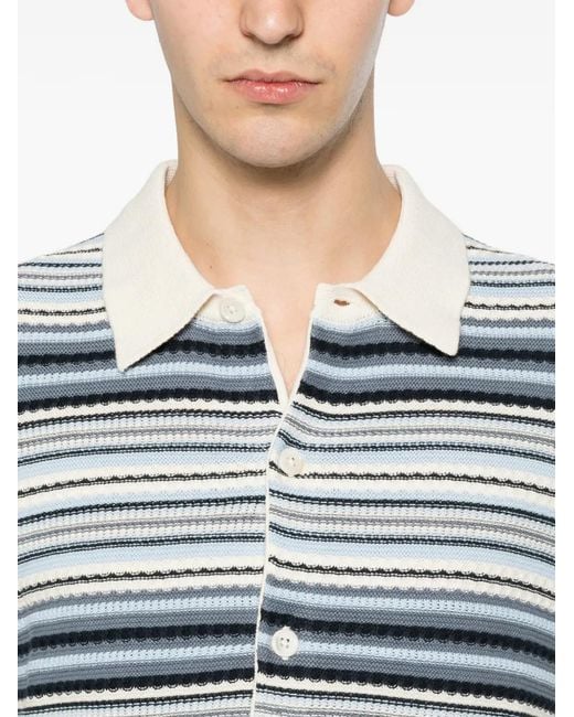 NN07 Blue Nolan 60019 Striped Knitted Shirt for men
