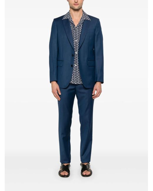 Fursac Blue Virgin Wool Suit for men