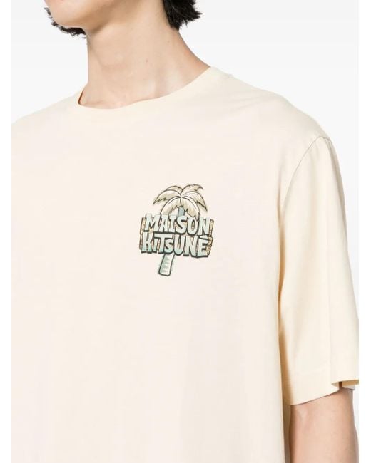 Camiseta con estampado gráfico Maison Kitsuné de hombre de color Natural