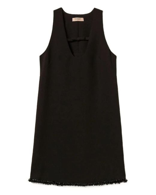 Twinset リボンディテール スパンコール ミニドレス Black