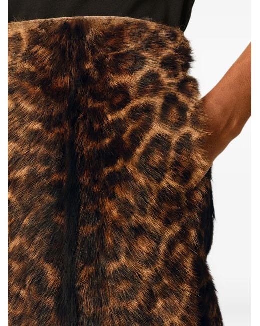 Gonna Midi Leopardata di AMI in Brown