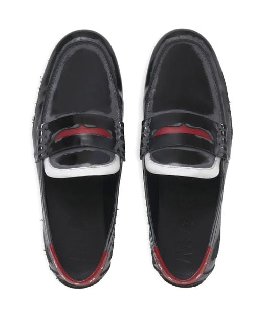 Marni Black Penny-Strap Leather Loafers for men