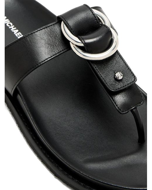 Michael Kors Black Jaden Leather Thong Sandal