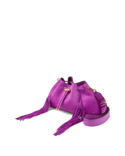 Jimmy Choo Purple Medium Cinch Fringed Shoulder Bag