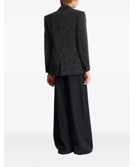 Balmain Black Crystal-Striped Single-Button Jacket for men