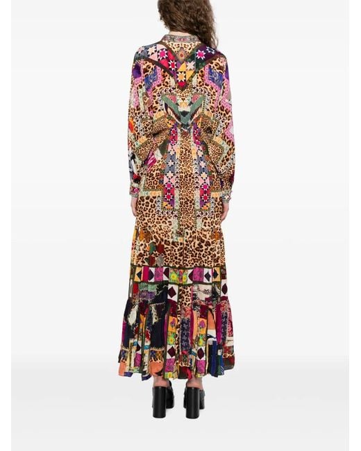 Vestido camisero a capas escalonadas Camilla de color White