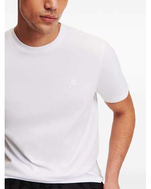 Karl Lagerfeld White Kameo Logo-embroidered T-shirt for men