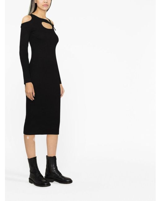 Versace Black Baroque Buckle Cut-out Midi Dress