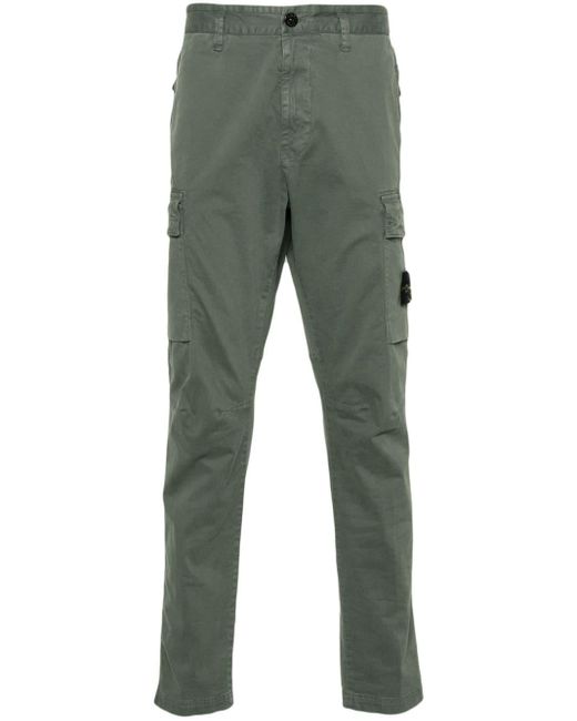 Stone Island Green Compass-appliqué Cargo Trousers for men