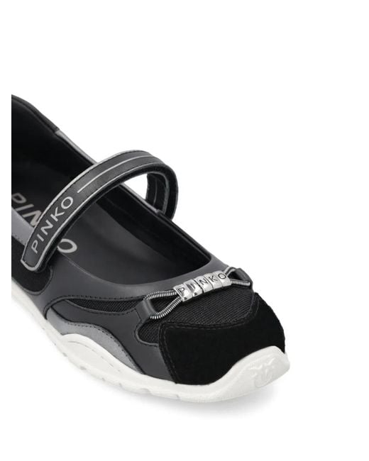 Pinko White Lettering-Detail Strap Ballet Sneakers