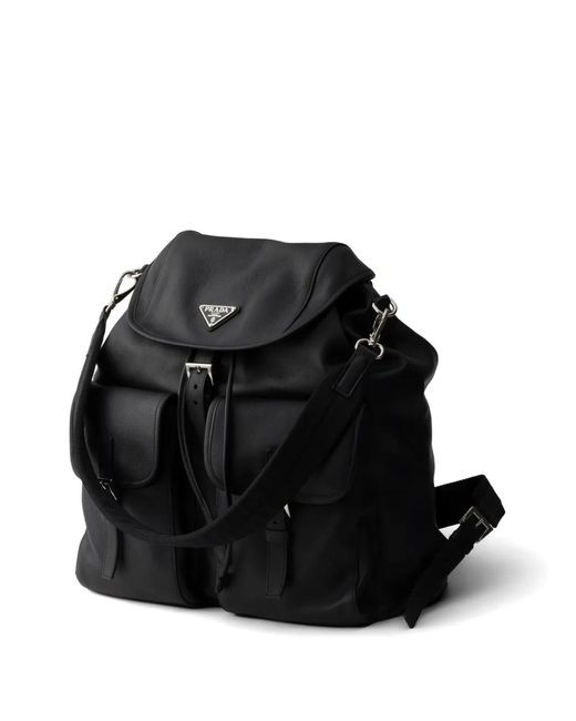 Prada Black Leather Backpack for men