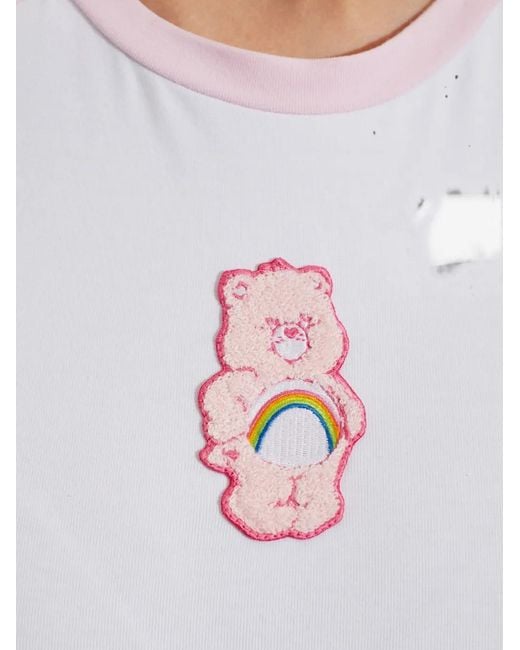 Adidas White Care Bears Patch Cropped T-Shirt