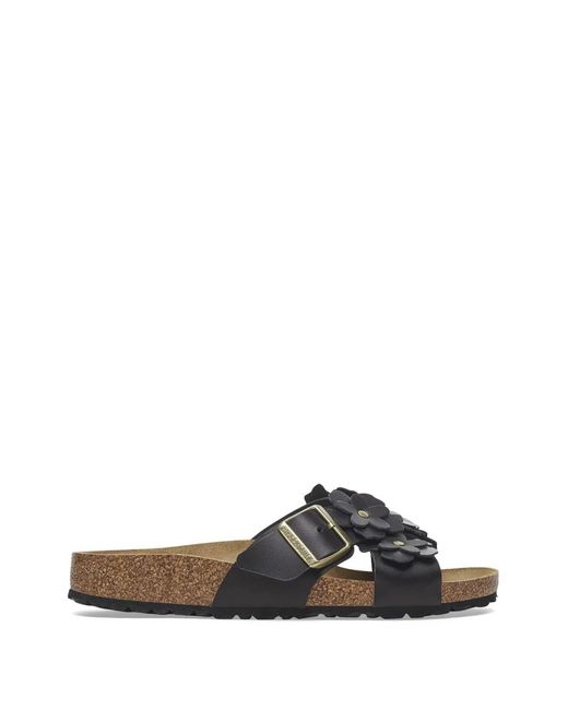 Birkenstock Black Siena Flower-Embellished Sandals