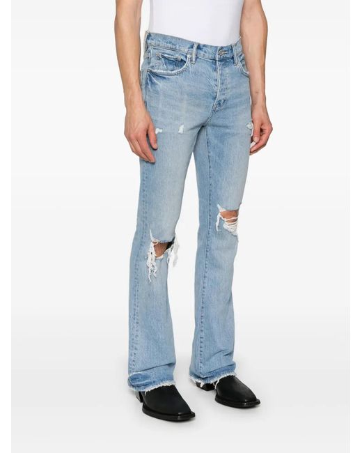 Purple Brand Blue Logo-Patch Flared Jeans for men
