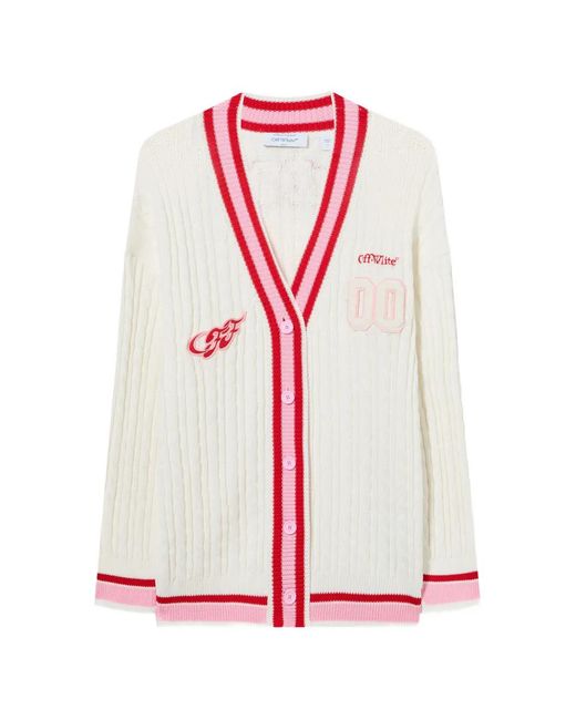 Off-White c/o Virgil Abloh White Patch Cable Knit Cardigan