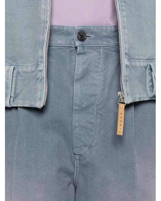 Marni Blue Pleated Button-Fastening Trousers for men
