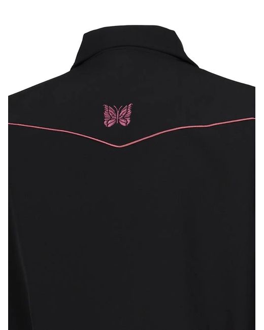 Needles Black Embroidered-Detail Shirt Jacket for men