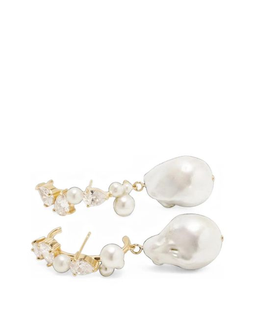 Completedworks White Topaz And Pearl Climber Earrings