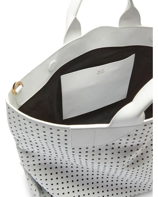 N°21 White Panelled Perforated Tote Bag