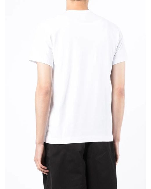 Comme des Garçons White Slogan-Print Cotton T-Shirt for men