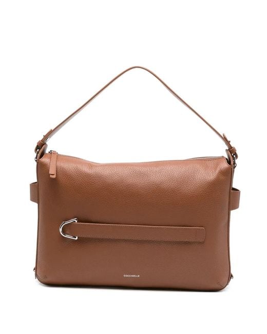 Coccinelle Brown Grainy Leather Shoulder Bag