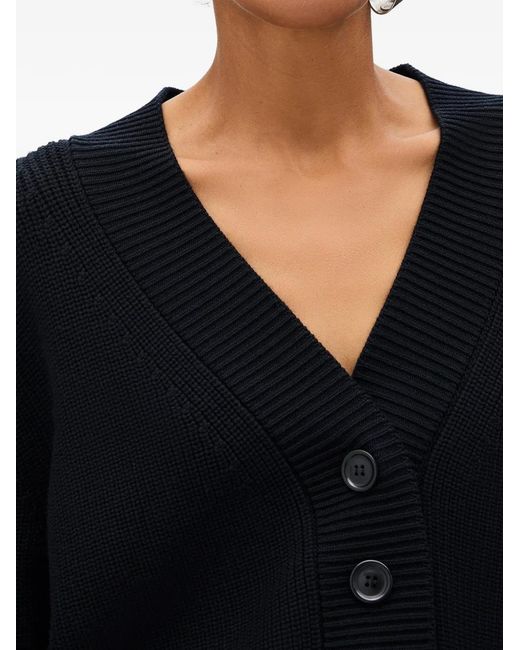 Another Tomorrow Black Ribbed Cropped Cardigan