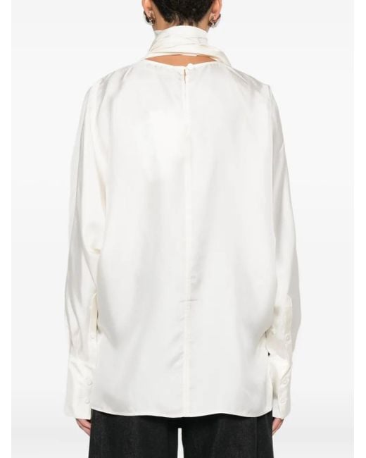 Blusa con detalle de pañuelo Rohe de color White