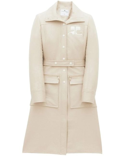 Courreges Natural Logo-Patch Trench Coat