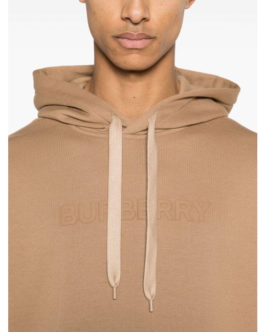 Burberry Brown Logo-embossed Cotton Hoodie for men