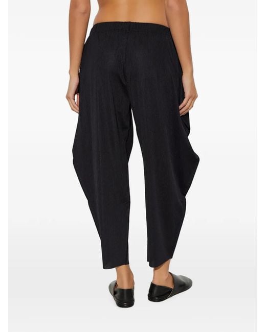 Pleats Please Issey Miyake Blue Pleated Wide-Leg Trousers