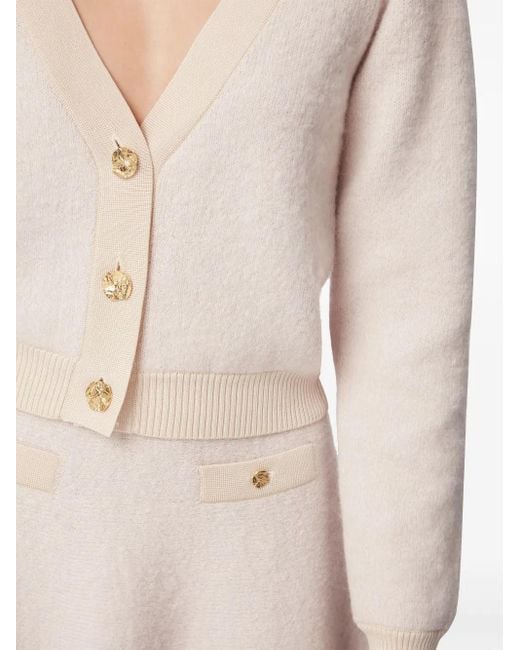 Nina Ricci Natural Mohair Blend V-Neck Cardigan