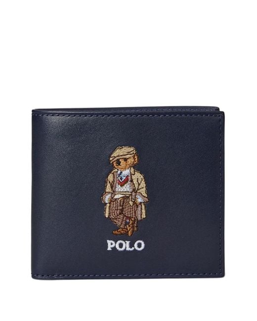 Polo Ralph Lauren Blue Polo Bear-Embroidered Leather Wallet for men