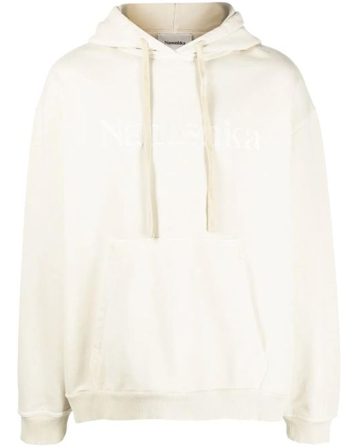Nanushka White Logo-Embroidered Cotton Hoodie
