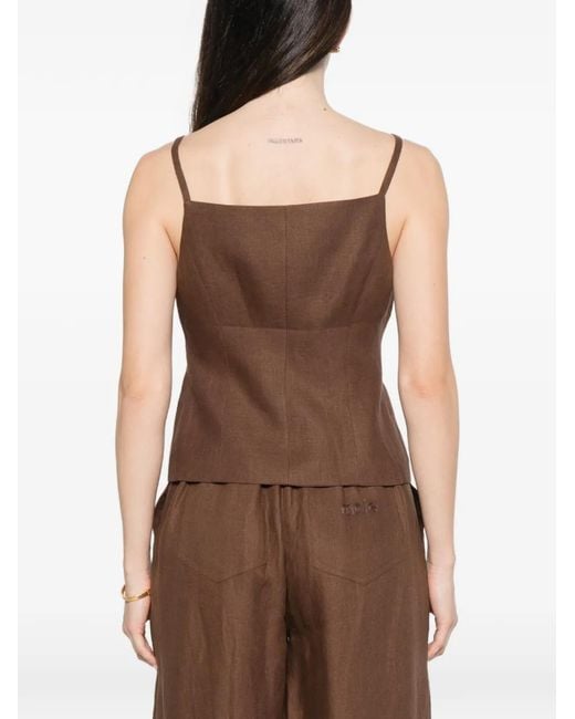 Maje Brown Linen Blend Top