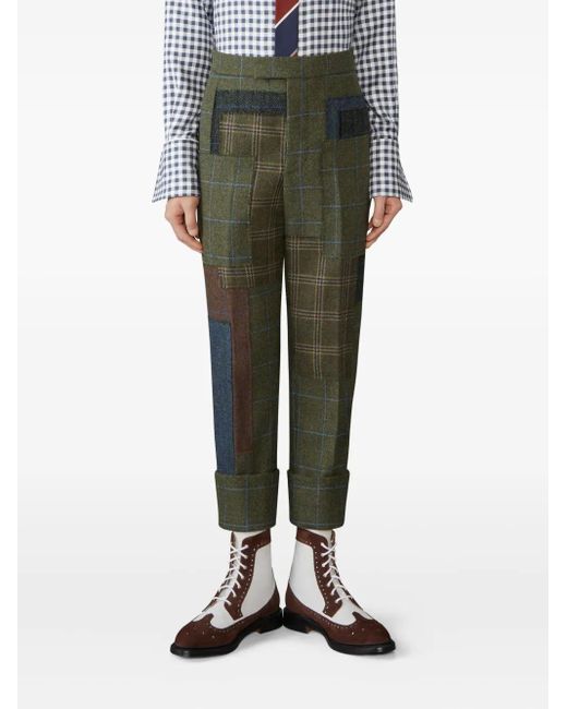 Thom Browne Green Hunting Tweed Backstrap Trousers for men