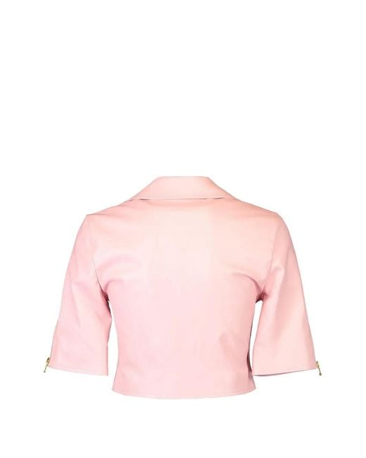 Susan Bender Pink Short-Sleeve Moto Jacket