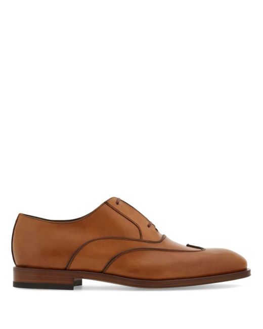 Ferragamo Brown Wingtip Leather Oxford Shoes for men