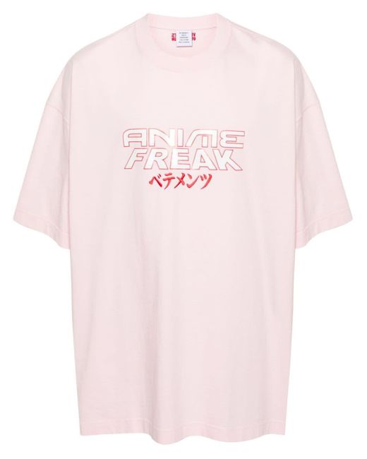 Camiseta con eslogan estampado Vetements de color Pink