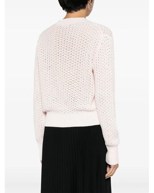 Fabiana Filippi White Crew-Neck Pointelle-Knit Jumper